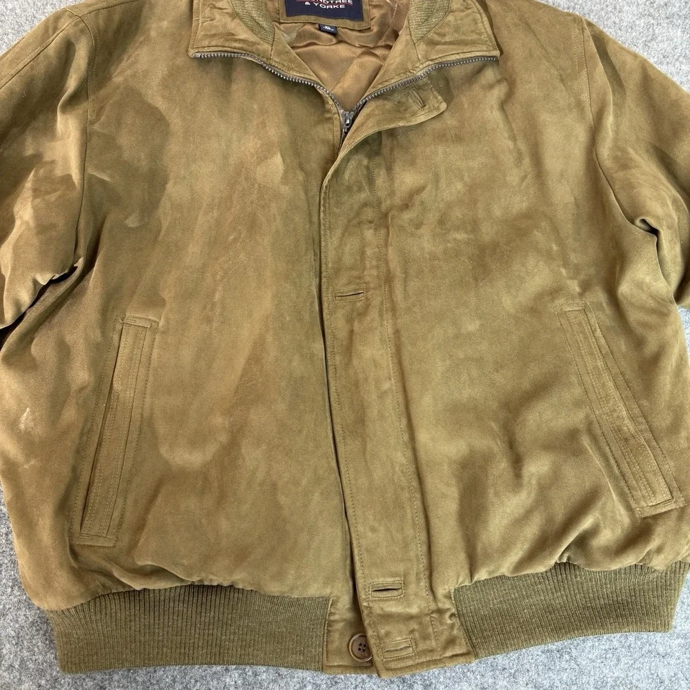 Roundtree & Yorke Mens Bomber Jacket Xl Thinsulate Insulated Full Zip Suede Look - Picture 3 of 16